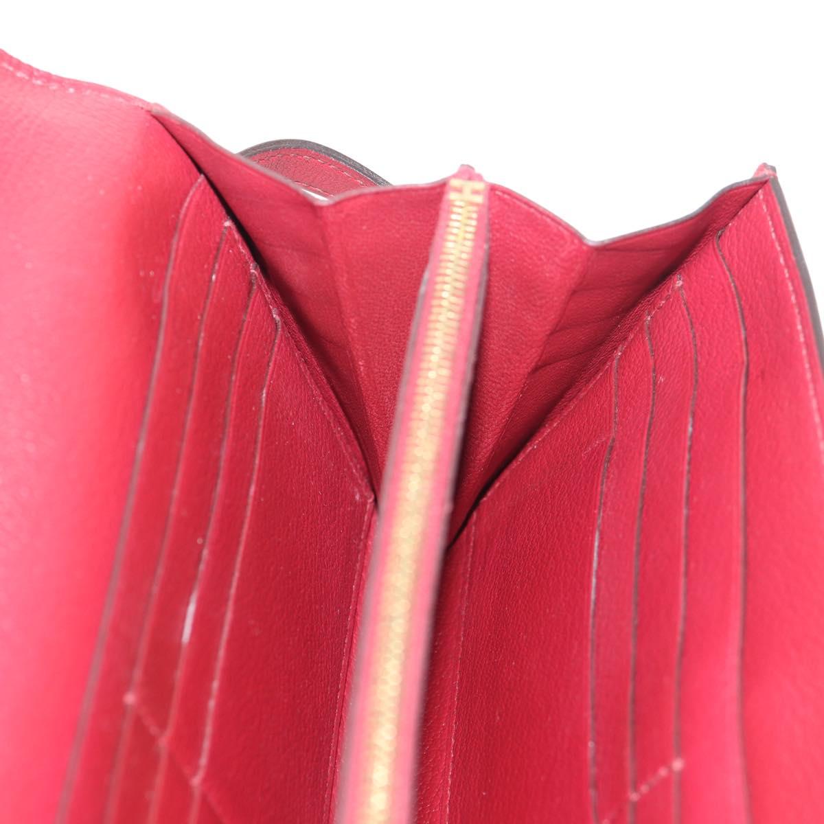 HERMES Kelly Long Wallet Leather Red Gold Auth 144824SAM