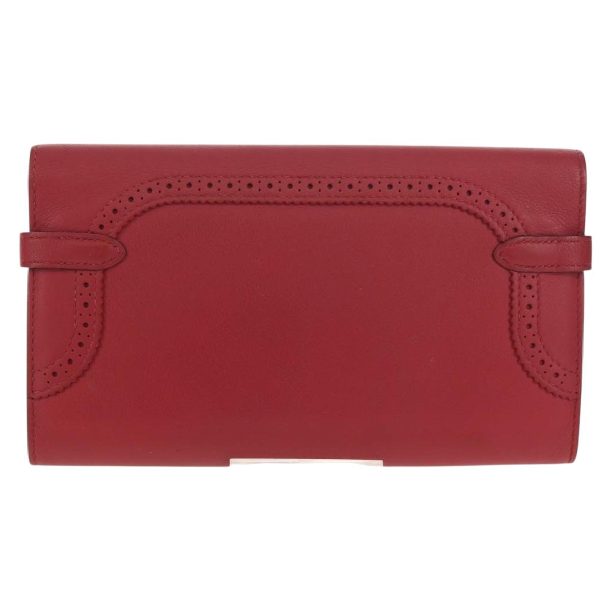 HERMES Kelly Long Wallet Leather Red Gold Auth 144824SAM