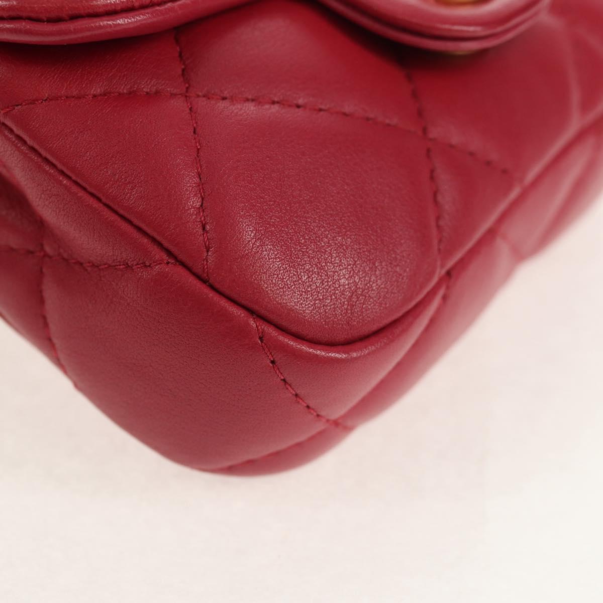 CHANEL Matelasse Chain Shoulder Bag Lamb Skin Pink Gold CC Auth 144828SAM