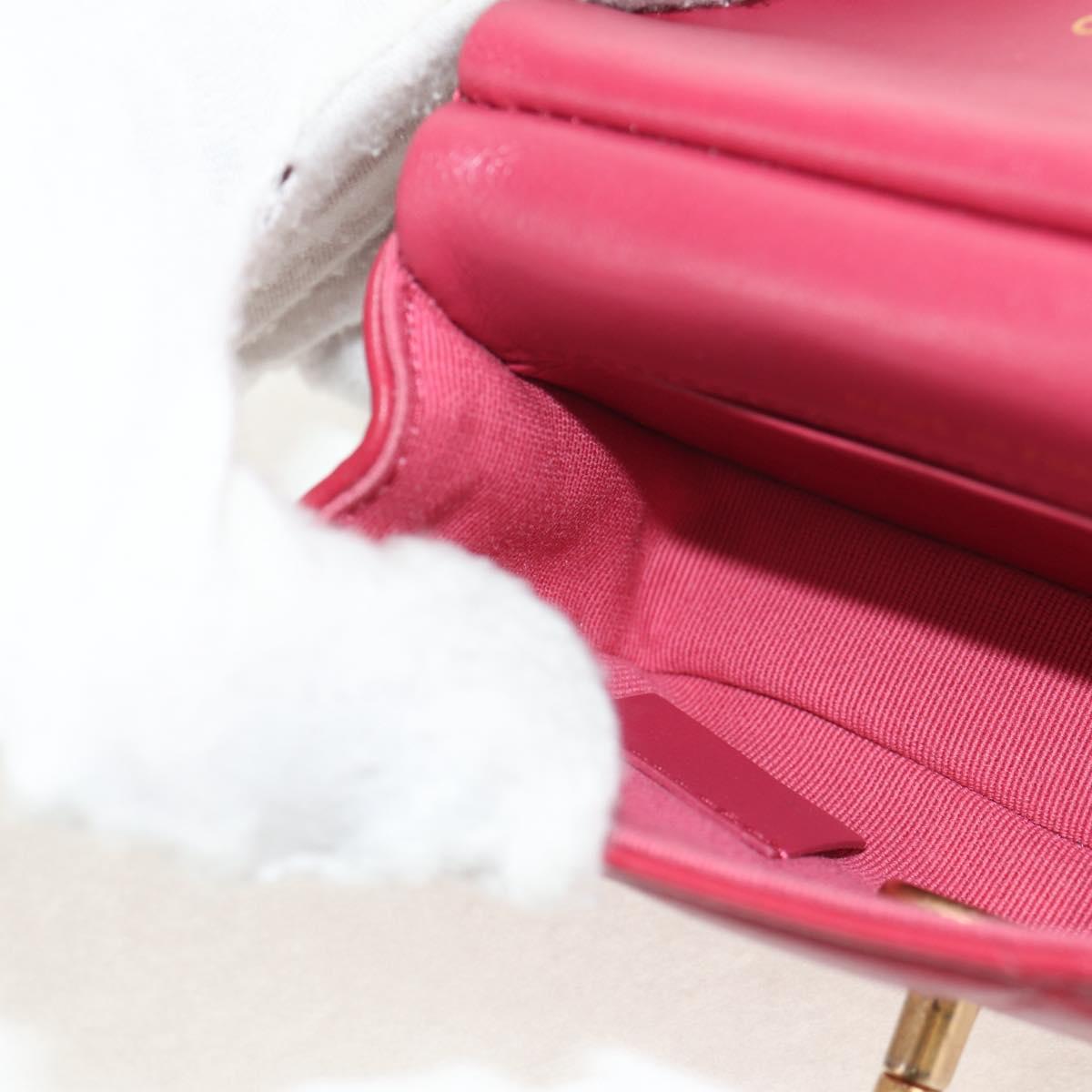 CHANEL Matelasse Chain Shoulder Bag Lamb Skin Pink Gold CC Auth 144828SAM