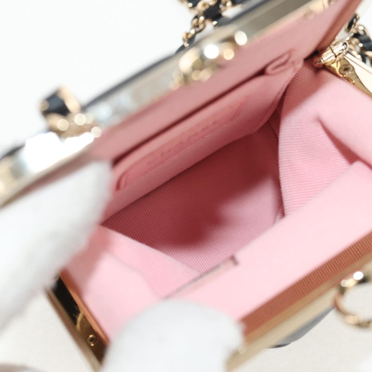 CHANEL Matelasse Chain Shoulder Bag Lamb Skin Black Gold CC Auth 144829AM