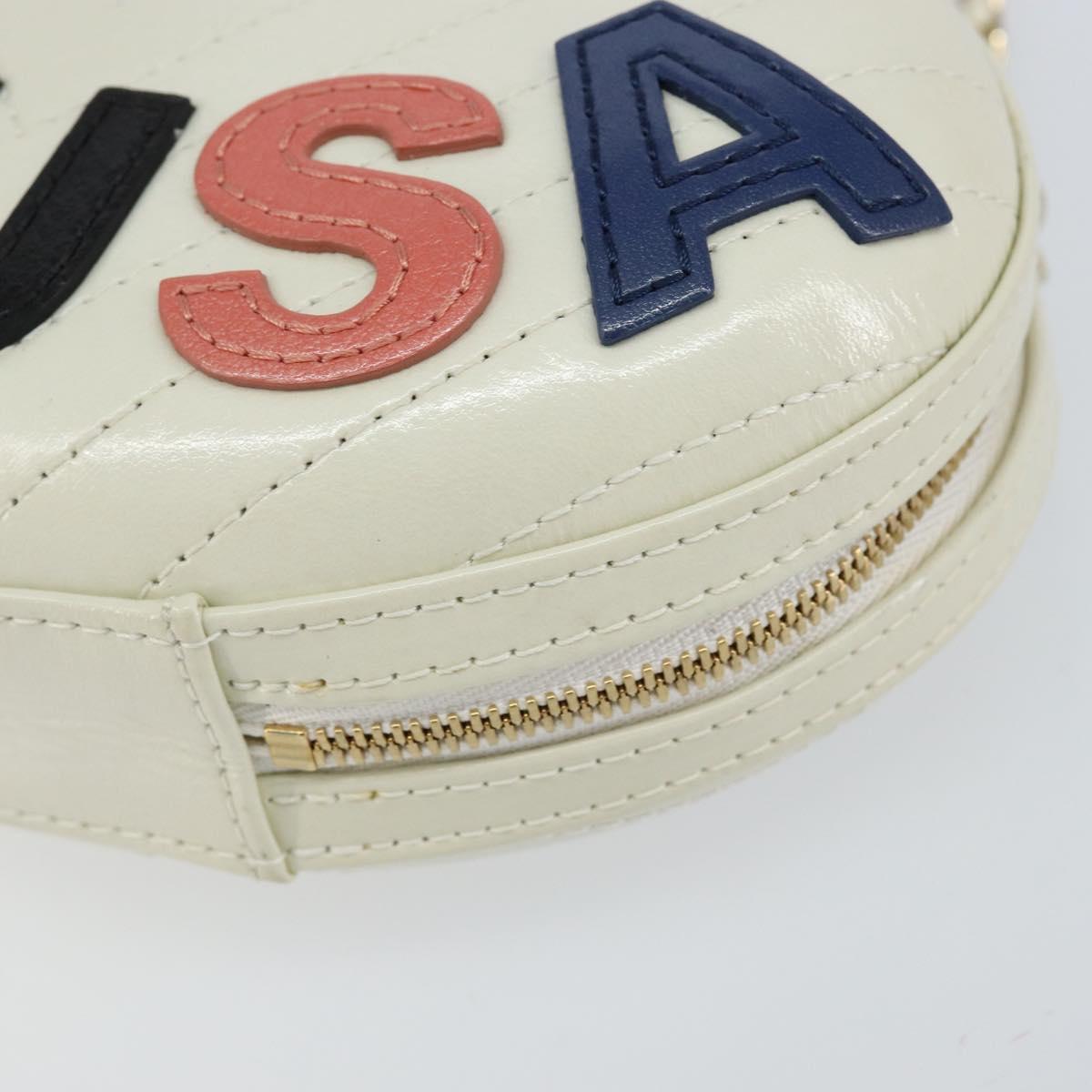 CHANEL V Stitch Chain Shoulder Bag Leather White Gold CC Auth 144830AV