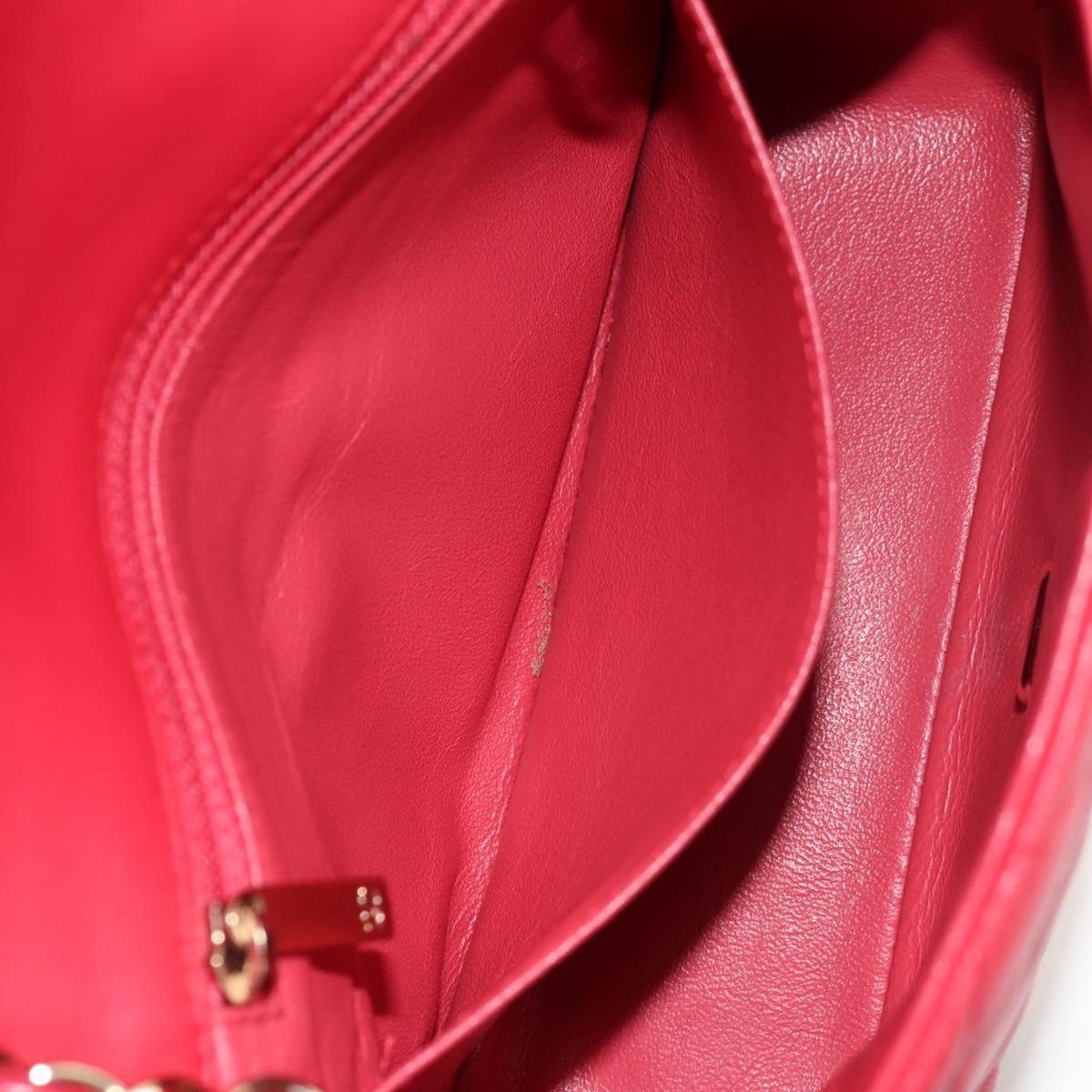 CHANEL Matelasse 17 Chain Shoulder Bag Lamb Skin Red Gold CC Auth 144831SAM