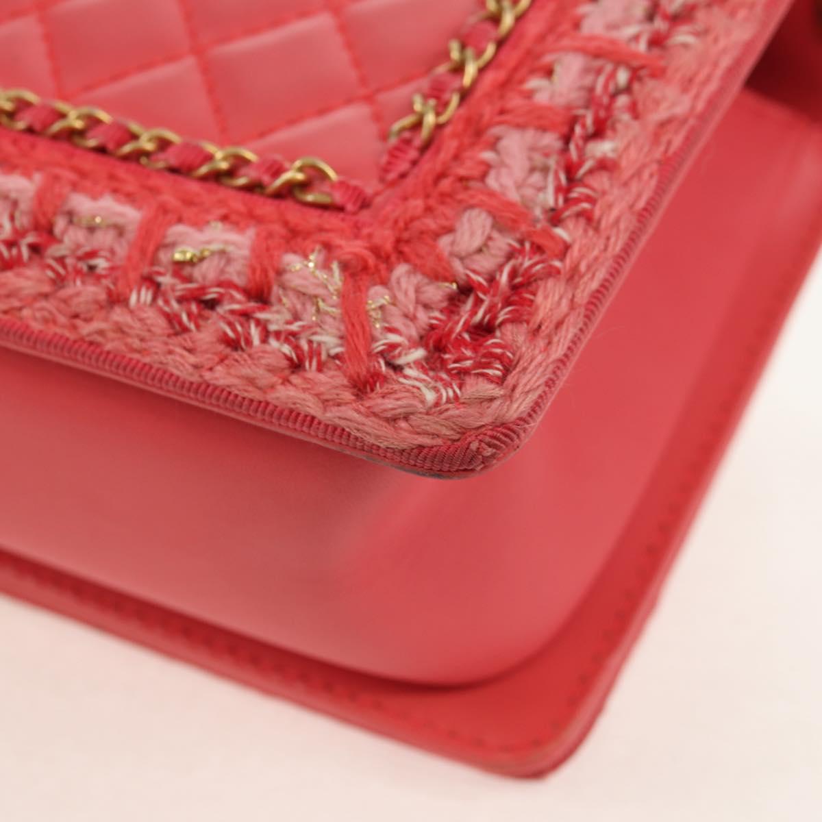 CHANEL Chain Matelasse Boy Chanel Bag Lamb Skin Pink Gold CC Auth 144832AM