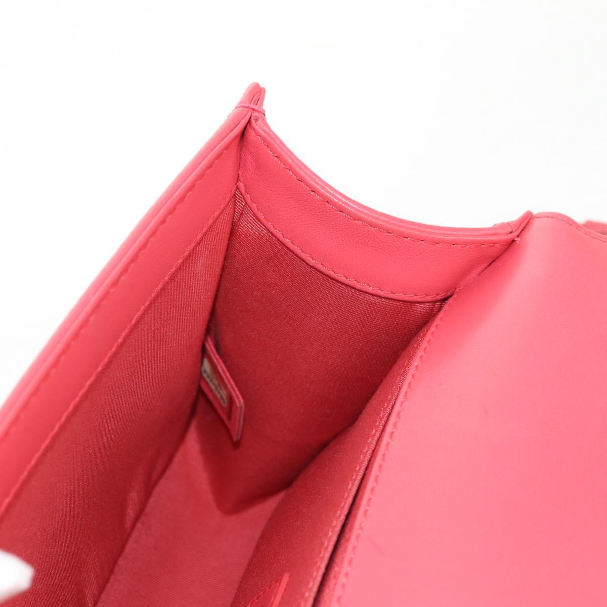 CHANEL Chain Matelasse Boy Chanel Bag Lamb Skin Pink Gold CC Auth 144832AM