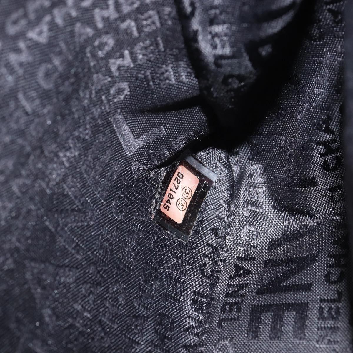 CHANEL Choco Bar Chain Shoulder Bag Satin Black Silver CC Auth 144833V