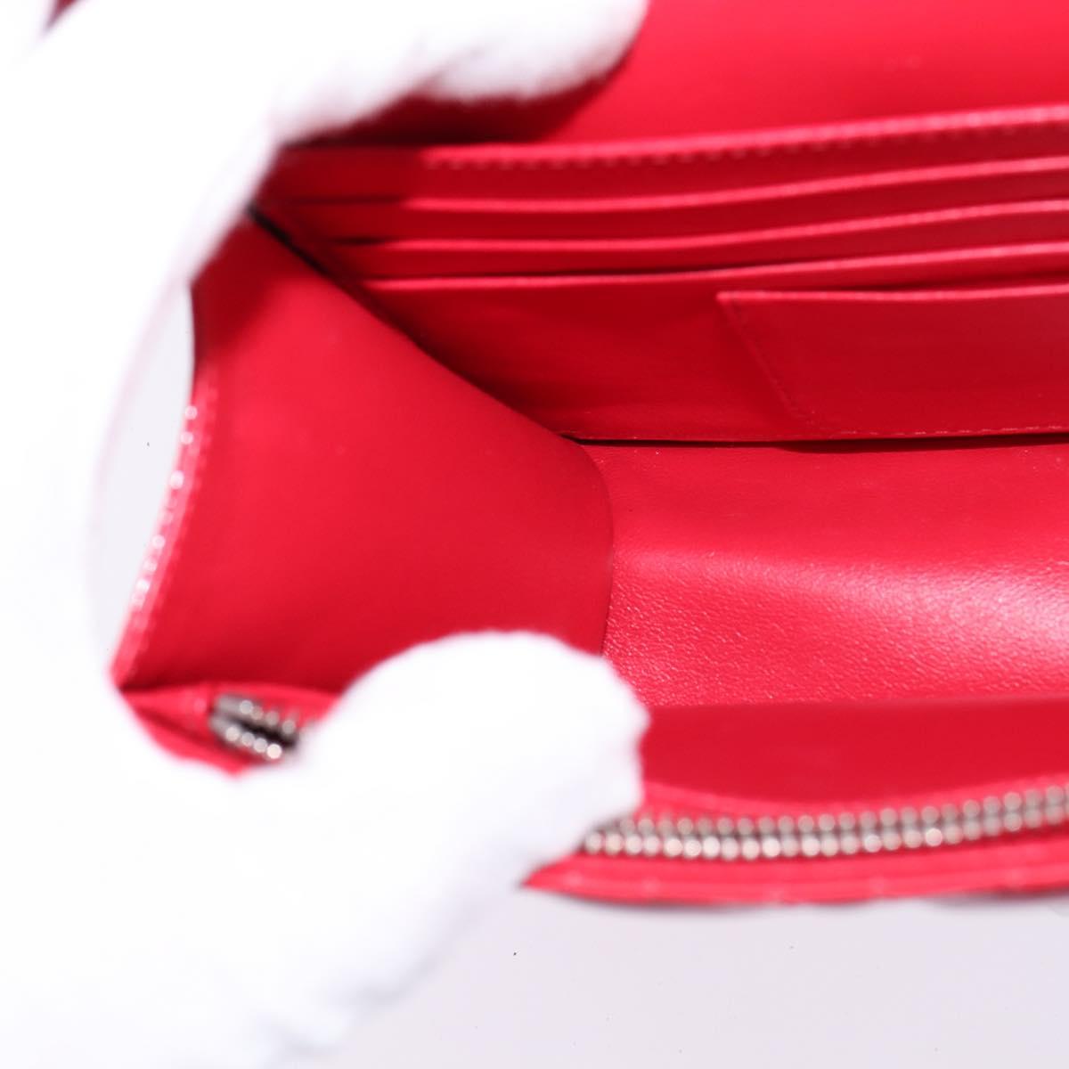 Christian Dior Canage Chain Shoulder Bag Enamel Red Silver Auth 144835