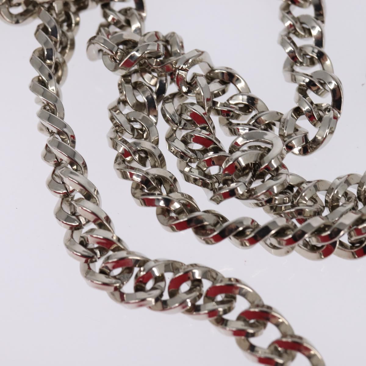 Christian Dior Canage Chain Shoulder Bag Enamel Red Silver Auth 144835