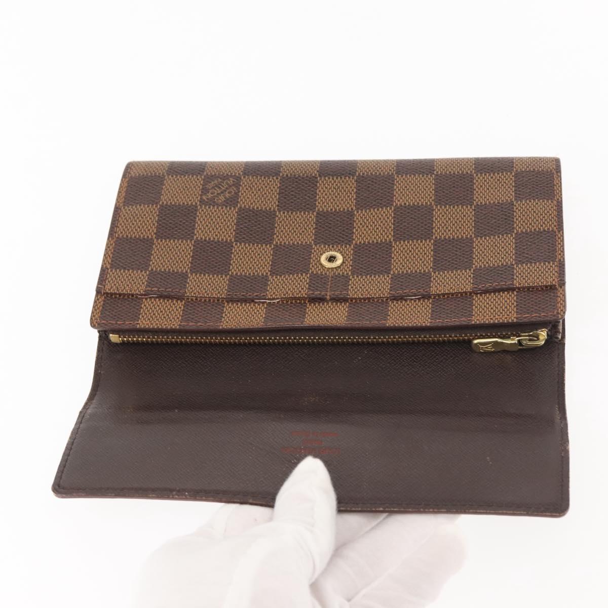 LOUIS VUITTON Damier Ebene Porte Monnaie Credit Wallet N61725 Auth 144838