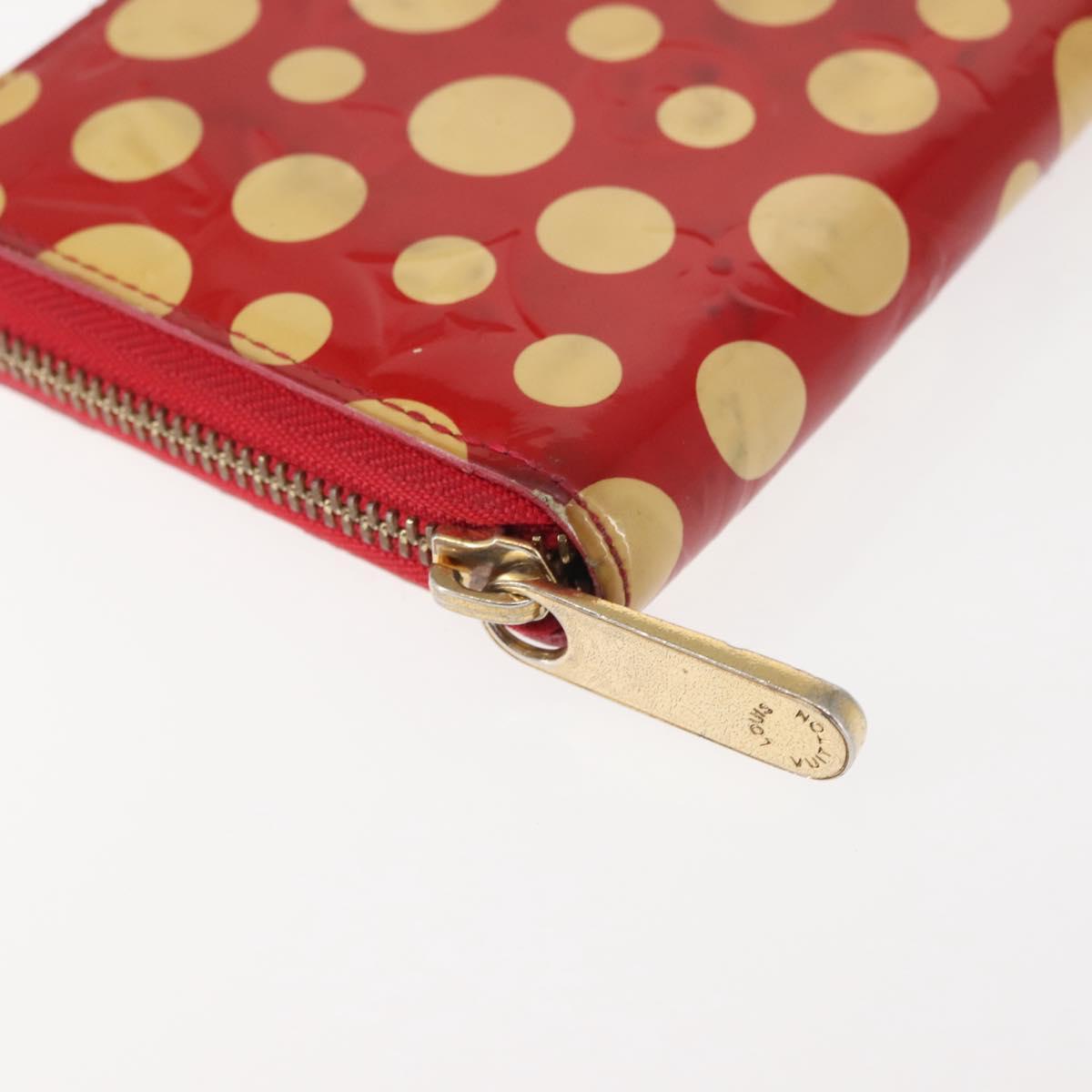 LOUIS VUITTON Monogram Vernis Yayoi Kusama Wallet Rouge M91572 LV Auth 144843