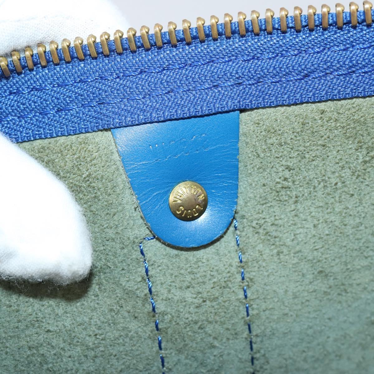 LOUIS VUITTON Epi Keepall 45 Boston Bag Blue M42975 LV Auth 144867