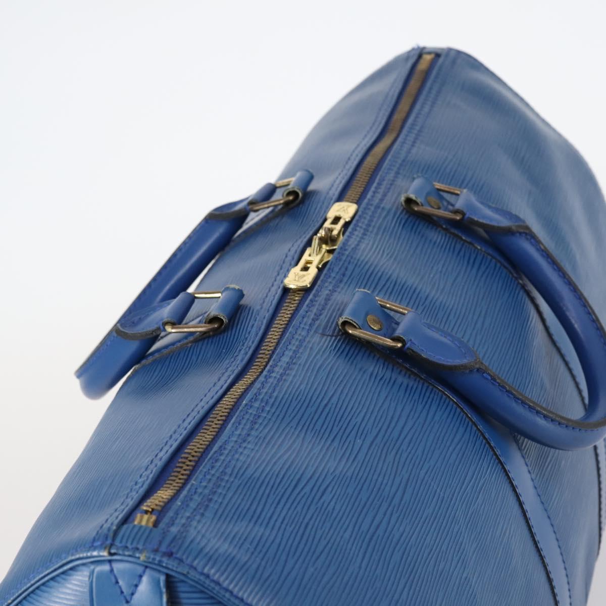 LOUIS VUITTON Epi Keepall 45 Boston Bag Blue M42975 LV Auth 144867