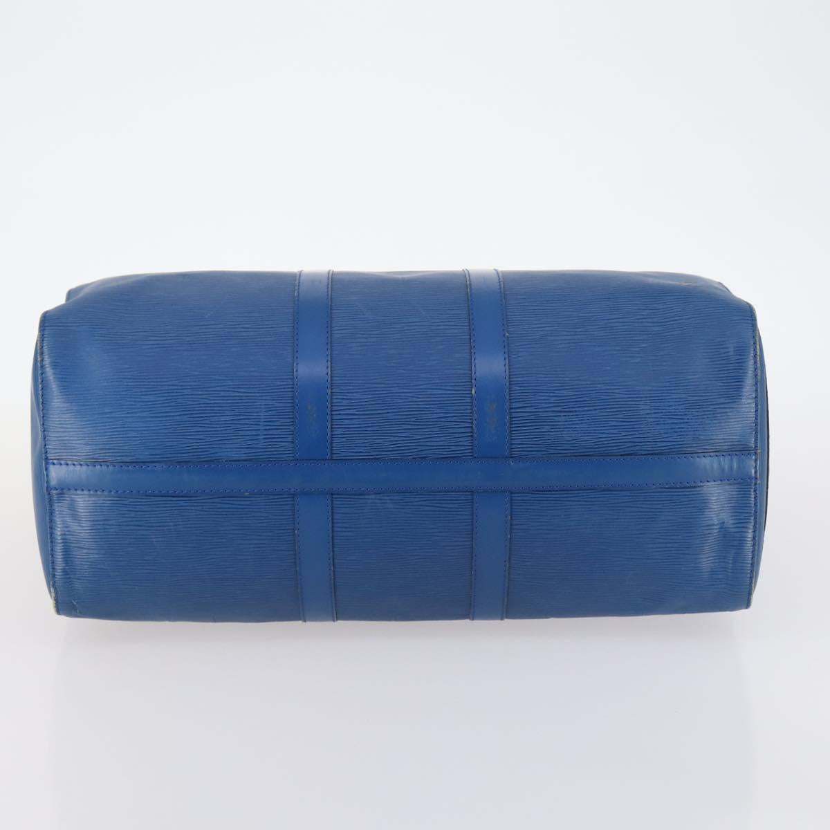 LOUIS VUITTON Epi Keepall 45 Boston Bag Blue M42975 LV Auth 144867