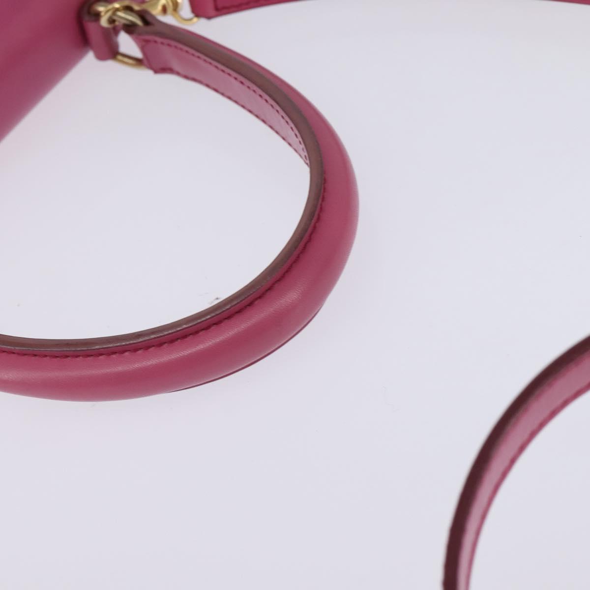 CELINE Hand Bag Leather 2way Pink Gold Auth 144871