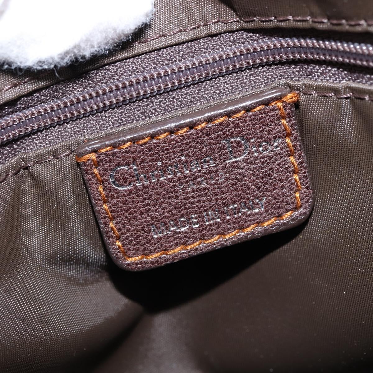 Christian Dior Trotter Canvas Shoulder Bag Brown Silver Auth 144872