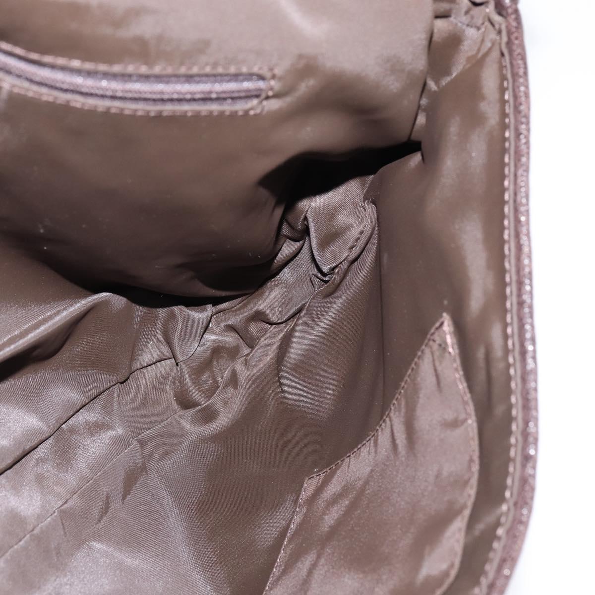 Christian Dior Trotter Canvas Shoulder Bag Brown Silver Auth 144872