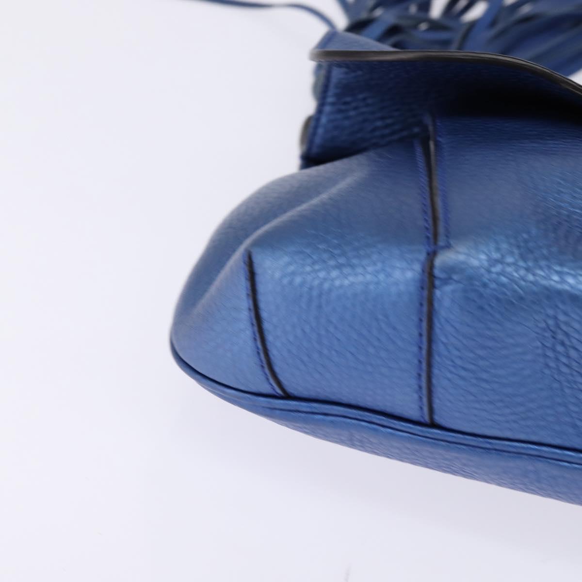 GUCCI Bamboo Shoulder Bag Leather Blue 0525040 347101 Auth 144873