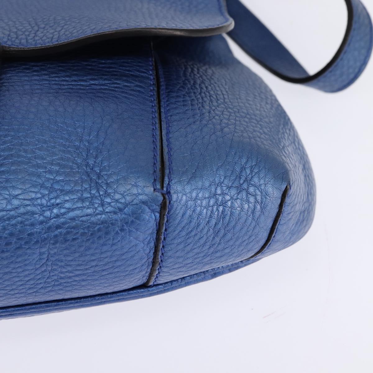 GUCCI Bamboo Shoulder Bag Leather Blue 0525040 347101 Auth 144873