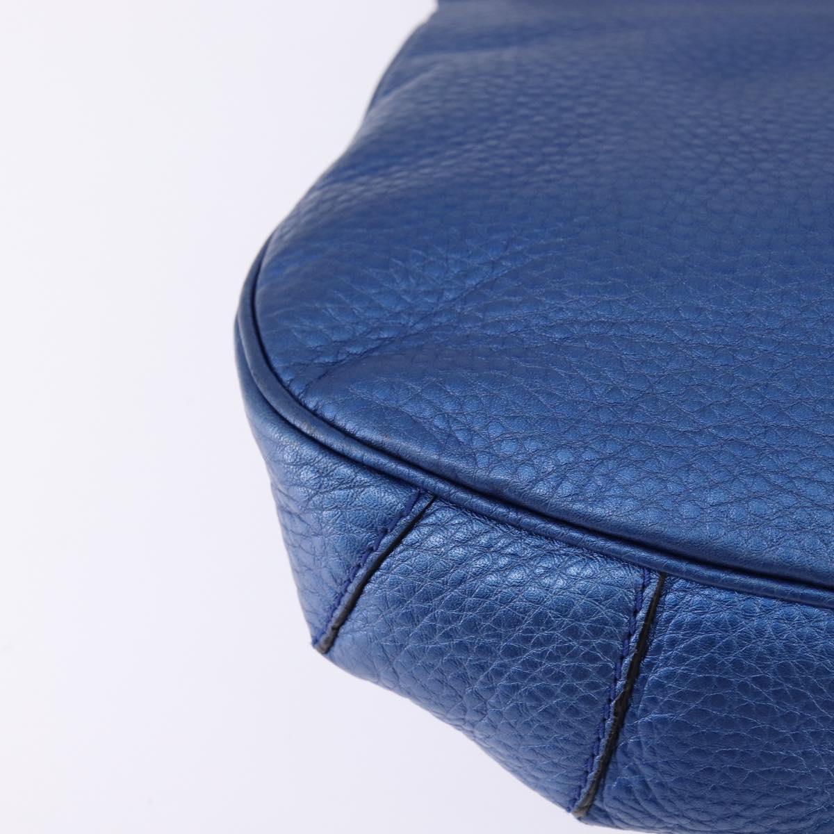 GUCCI Bamboo Shoulder Bag Leather Blue 0525040 347101 Auth 144873