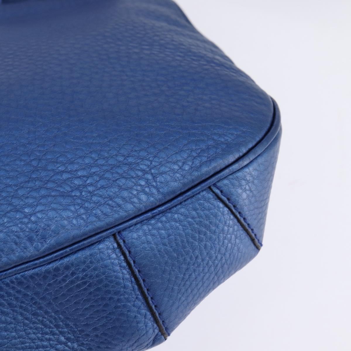 GUCCI Bamboo Shoulder Bag Leather Blue 0525040 347101 Auth 144873