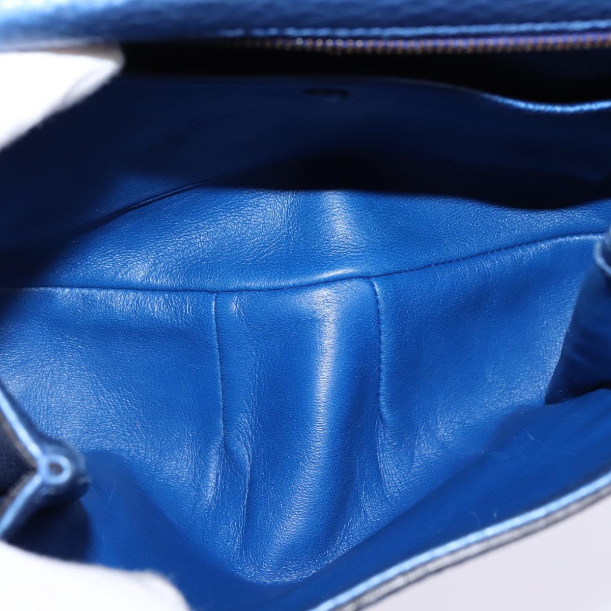 GUCCI Bamboo Shoulder Bag Leather Blue 0525040 347101 Auth 144873