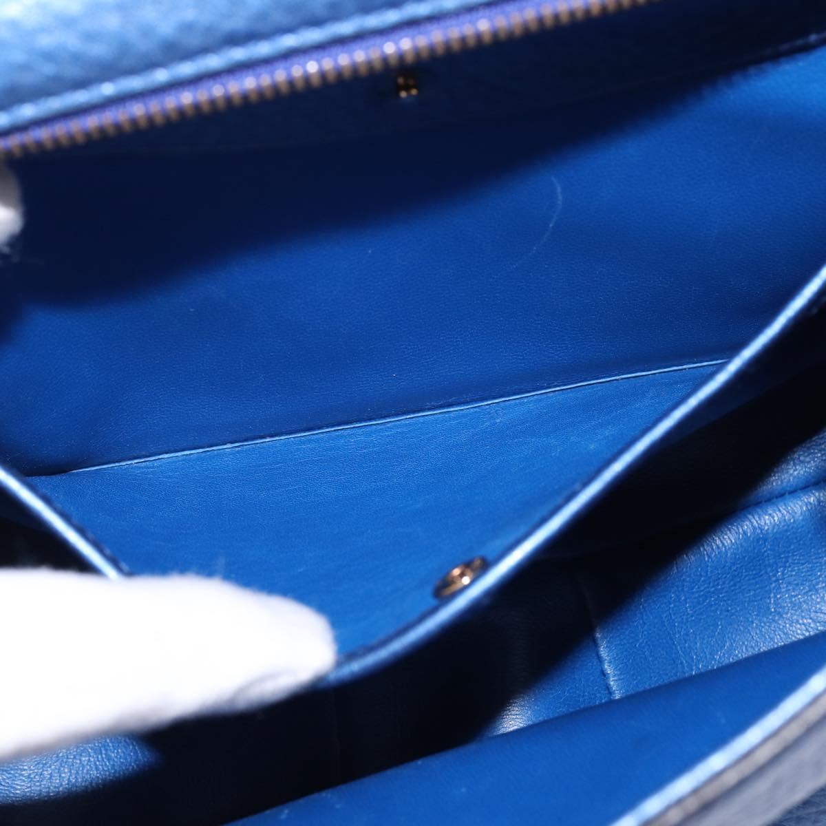 GUCCI Bamboo Shoulder Bag Leather Blue 0525040 347101 Auth 144873