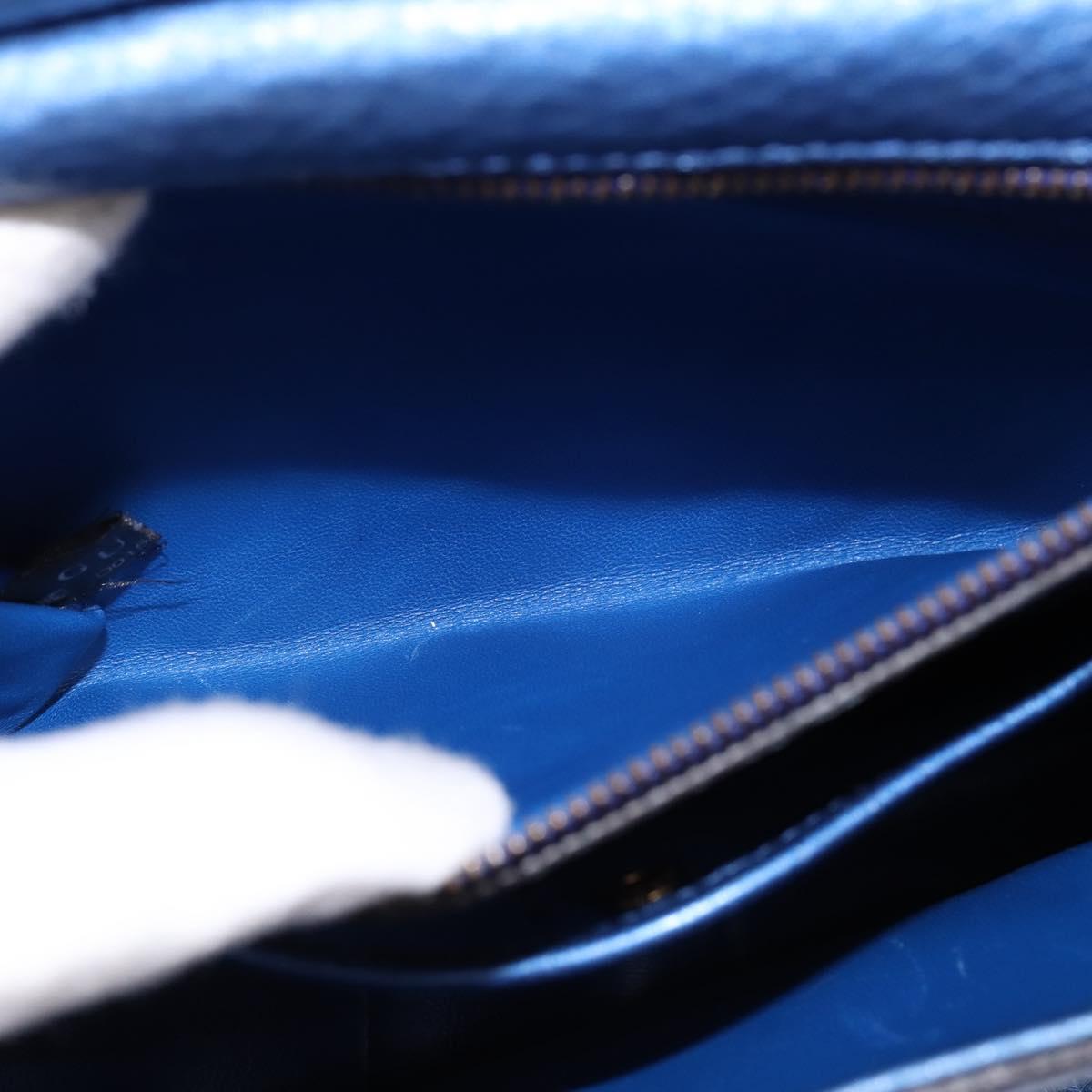 GUCCI Bamboo Shoulder Bag Leather Blue 0525040 347101 Auth 144873