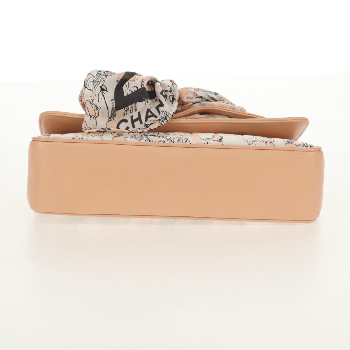 CHANEL Choco Bar Chain Shoulder Bag Silk Pink Gold CC Auth 144881SAV