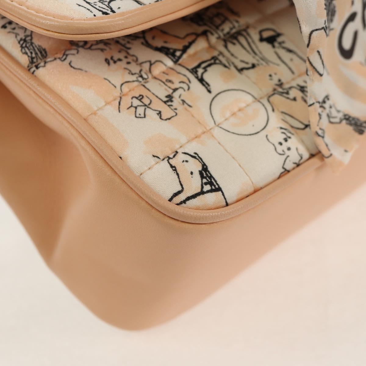 CHANEL Choco Bar Chain Shoulder Bag Silk Pink Gold CC Auth 144881SAV