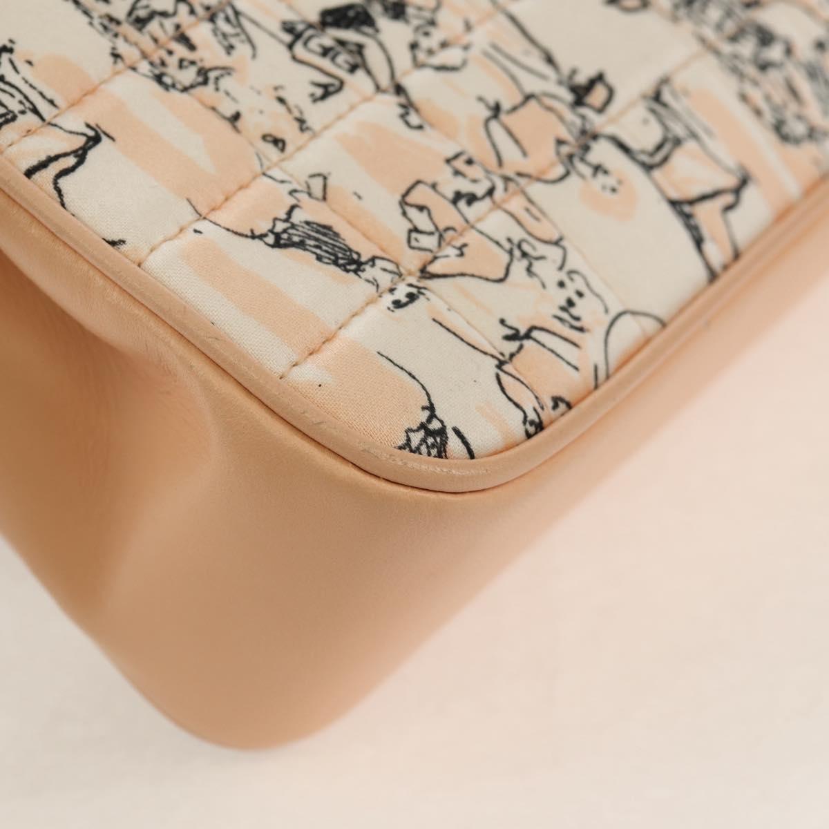 CHANEL Choco Bar Chain Shoulder Bag Silk Pink Gold CC Auth 144881SAV