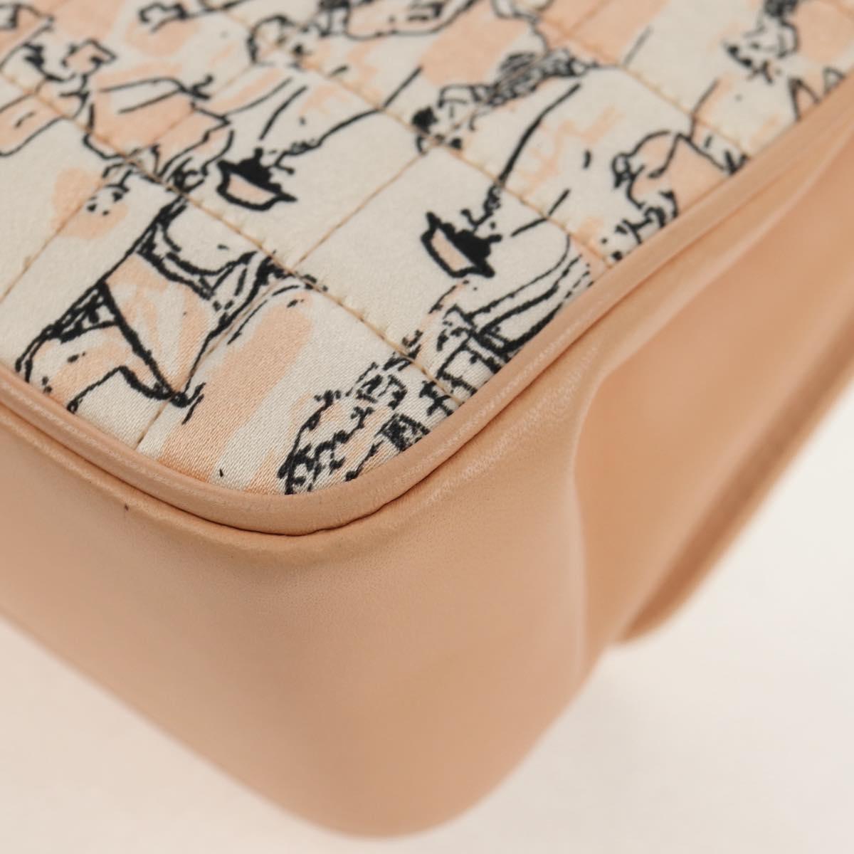 CHANEL Choco Bar Chain Shoulder Bag Silk Pink Gold CC Auth 144881SAV