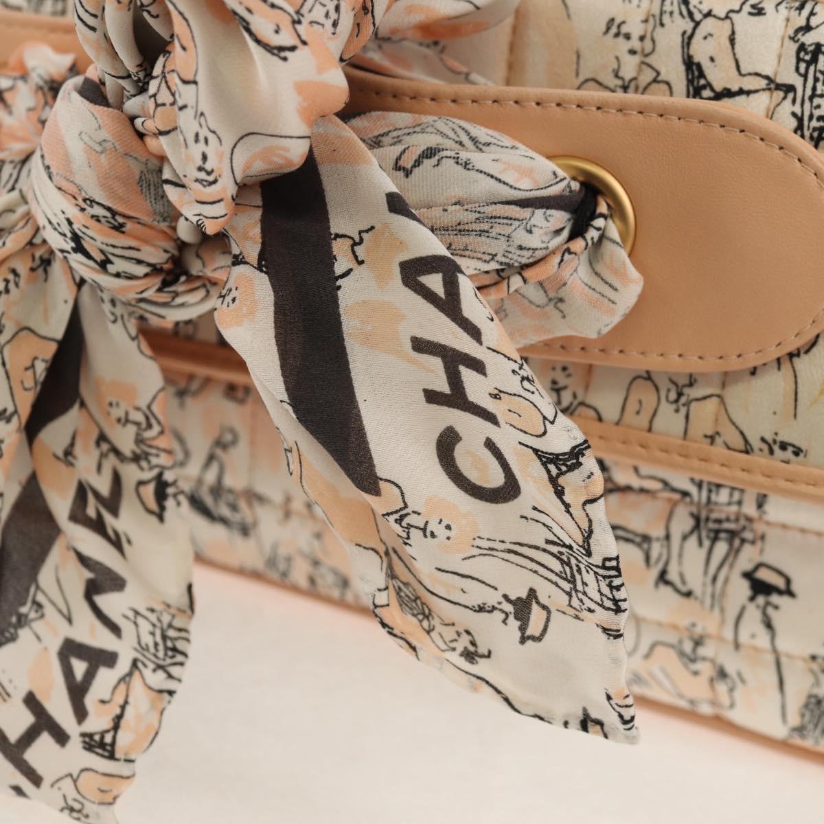 CHANEL Choco Bar Chain Shoulder Bag Silk Pink Gold CC Auth 144881SAV