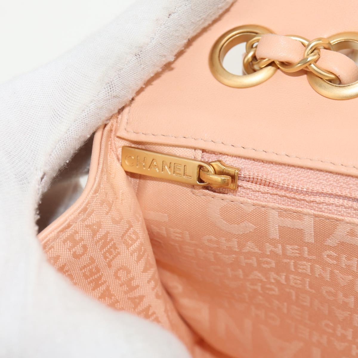 CHANEL Choco Bar Chain Shoulder Bag Silk Pink Gold CC Auth 144881SAV