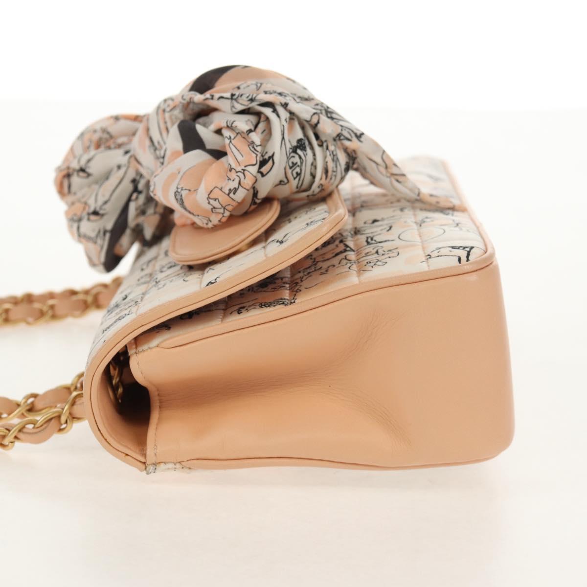 CHANEL Choco Bar Chain Shoulder Bag Silk Pink Gold CC Auth 144881SAV
