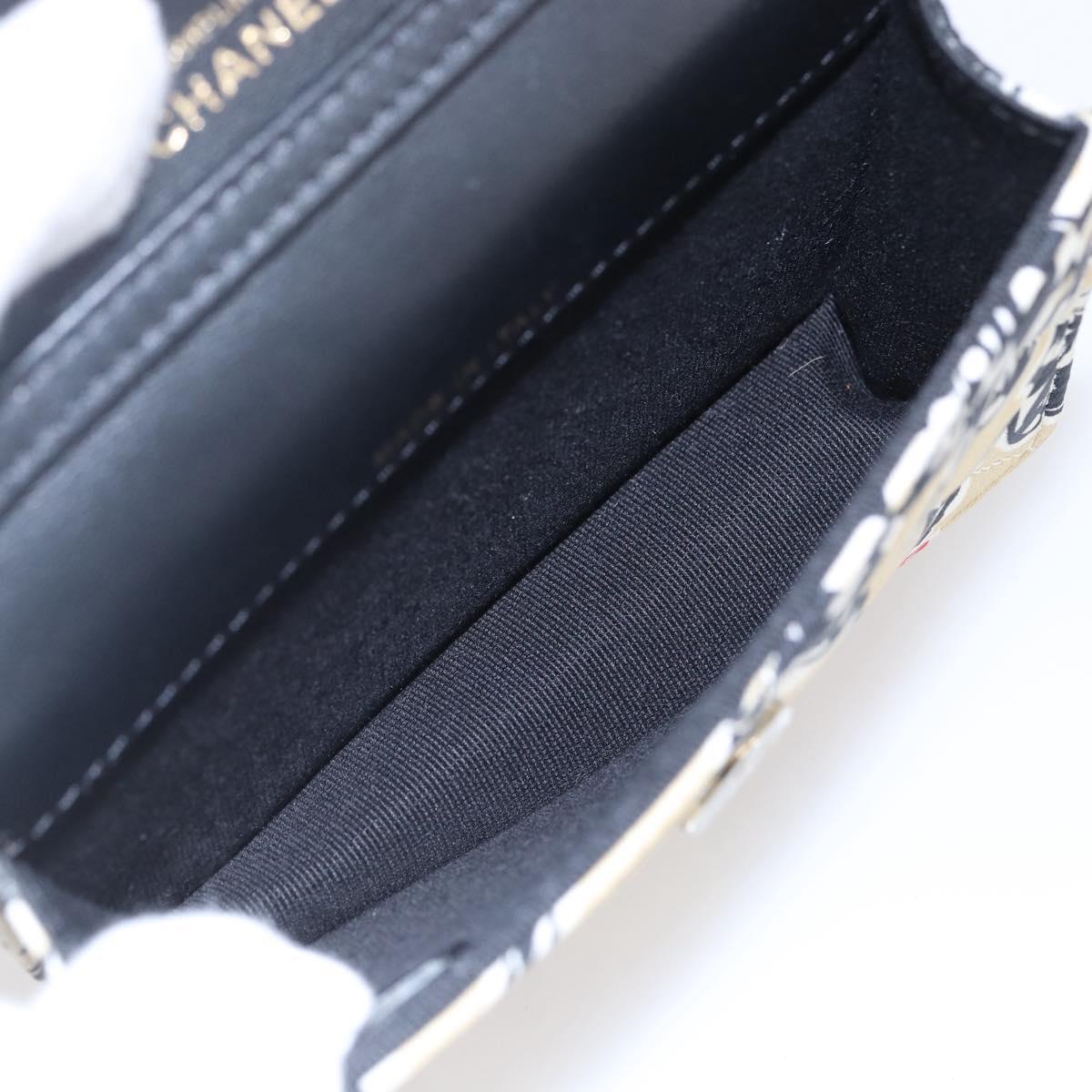 CHANEL Matelasse Checkered Flag Chain Shoulder Pouch Nylon Gold CC Auth 144883A