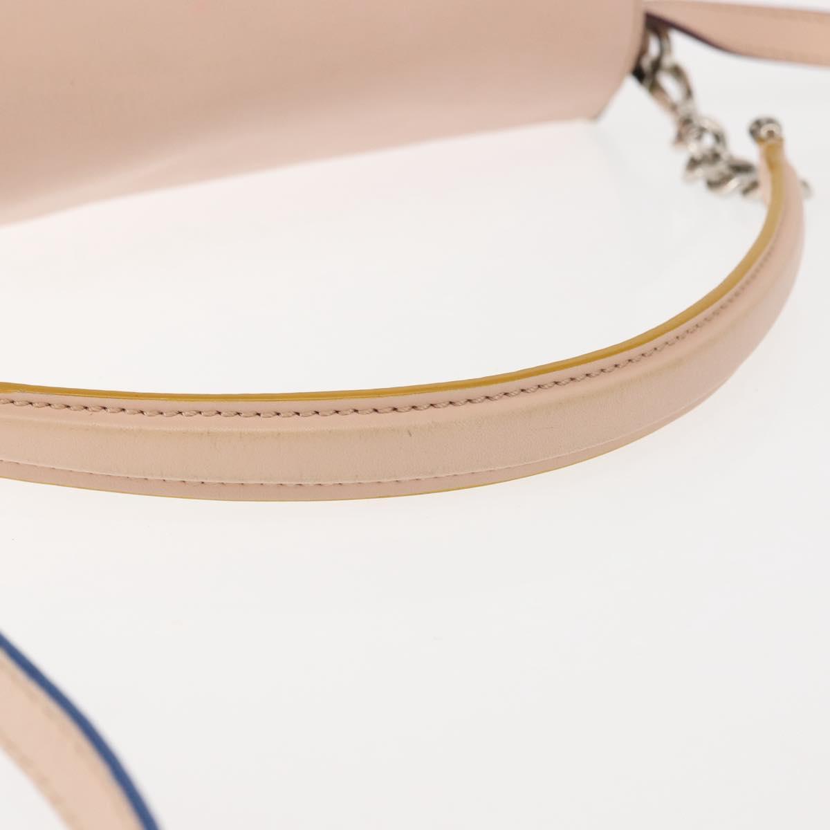 FENDI Trevaget Shoulder Bag Leather 2way Pink Silver Auth 144887