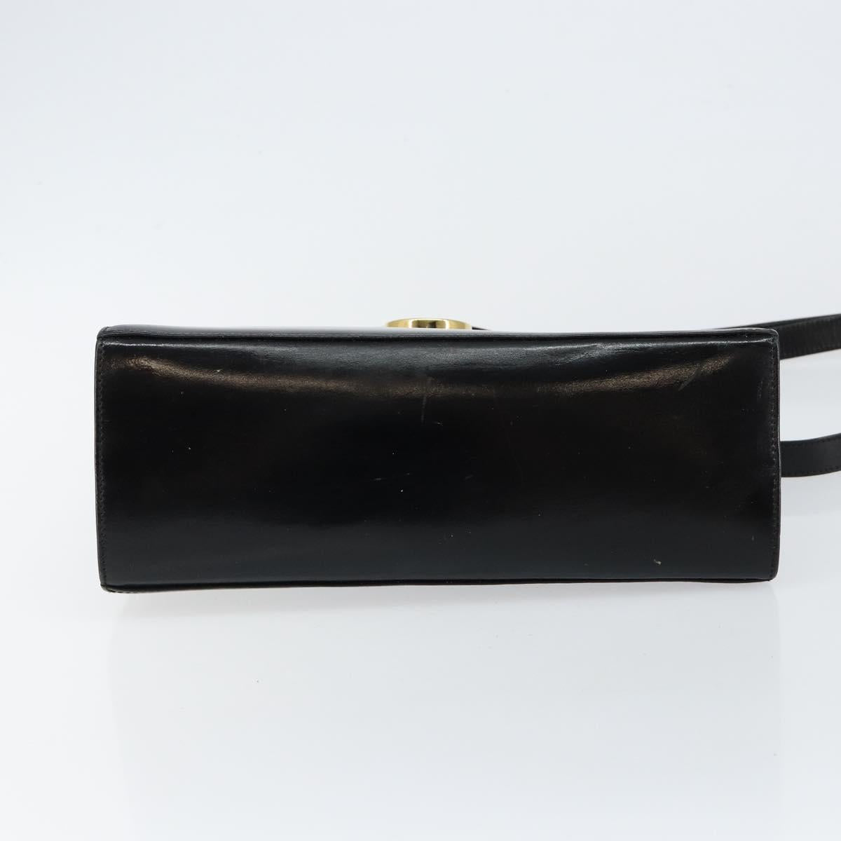 Salvatore Ferragamo Gancini Hand Bag Leather 2way Black Gold Auth 144914