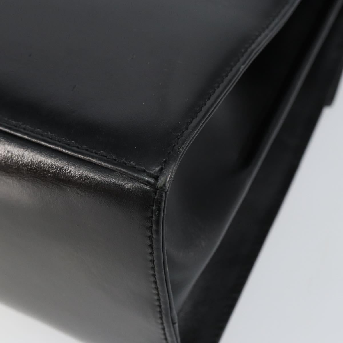 Salvatore Ferragamo Gancini Hand Bag Leather 2way Black Gold Auth 144914