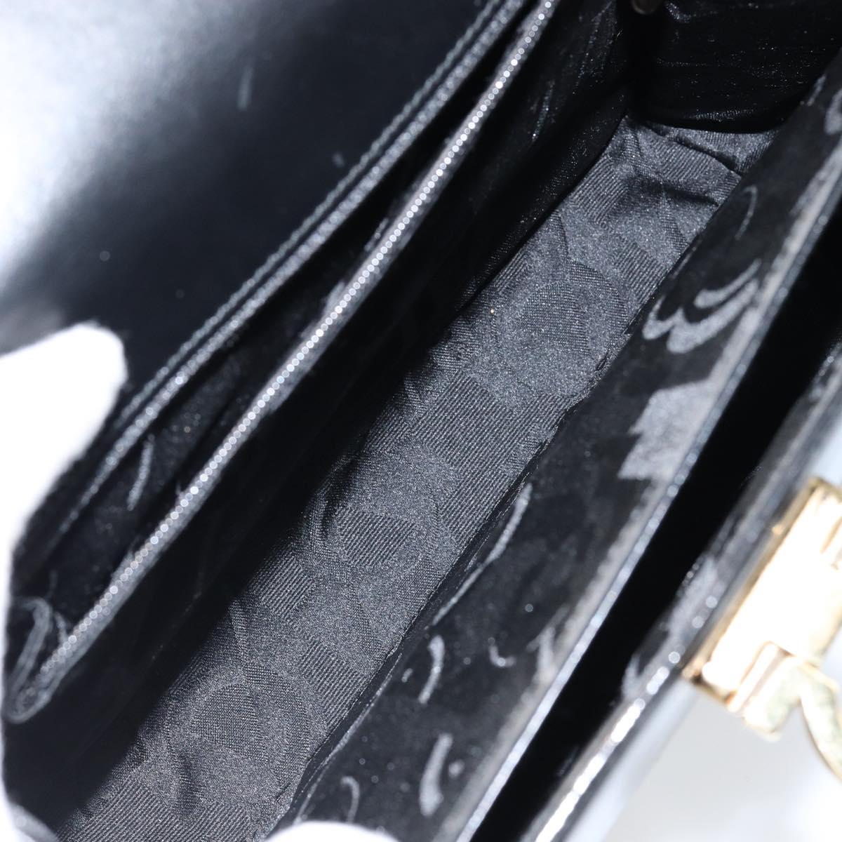 Salvatore Ferragamo Gancini Hand Bag Leather 2way Black Gold Auth 144914