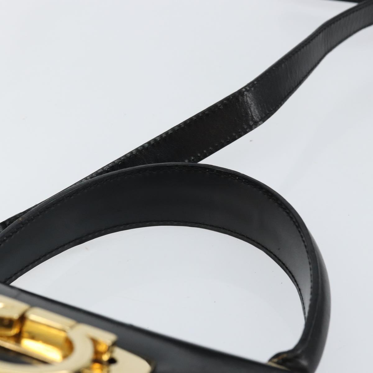 Salvatore Ferragamo Gancini Hand Bag Leather 2way Black Gold Auth 144914