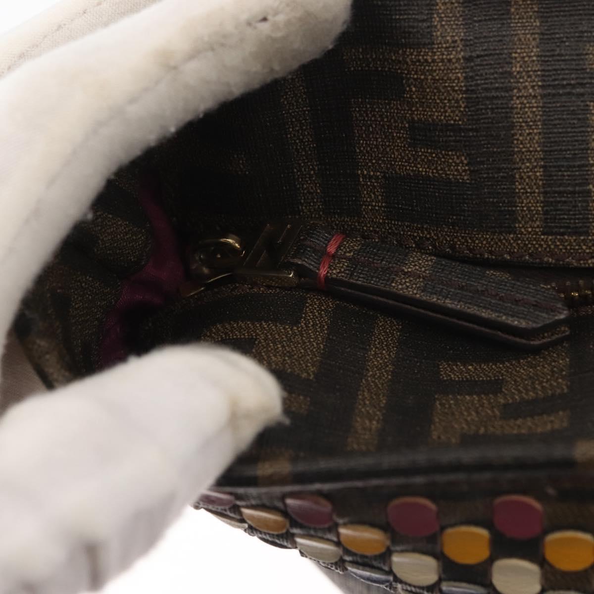 FENDI Zucca Canvas Tote Bag Black Brown Auth 144917