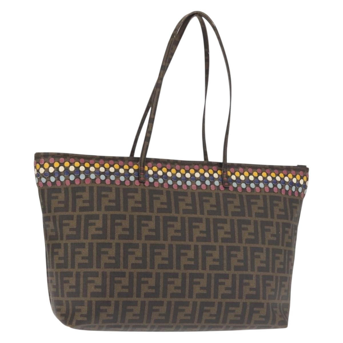 FENDI Zucca Canvas Tote Bag Black Brown Auth 144917