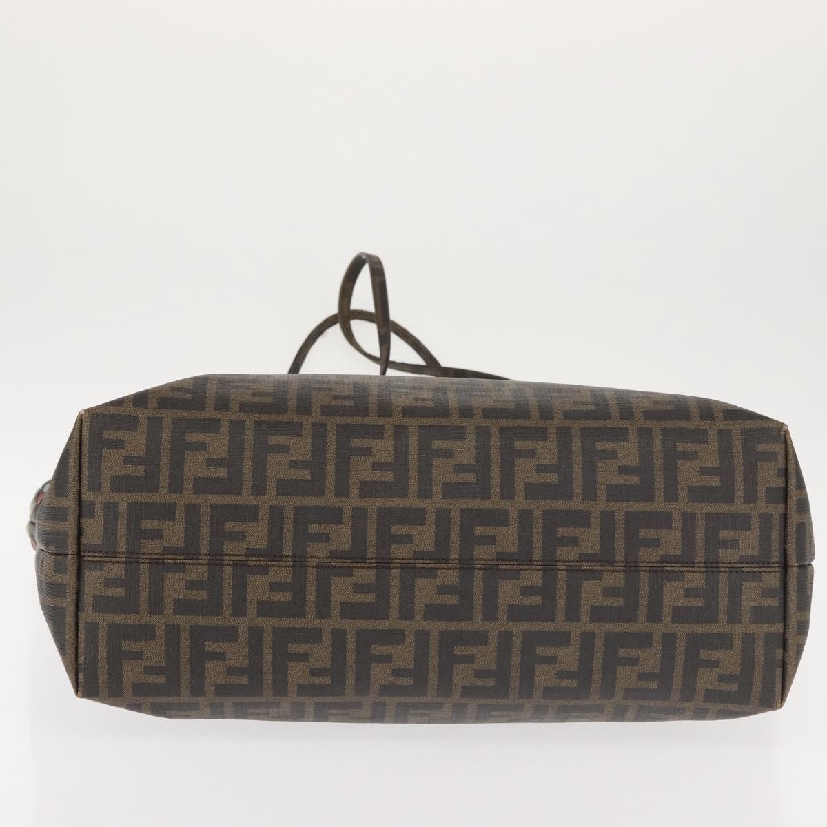 FENDI Zucca Canvas Tote Bag Black Brown Auth 144917