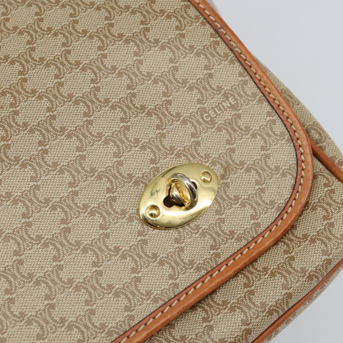 CELINE Macadam Canvas Shoulder Bag PVC Beige Gold Auth 144918