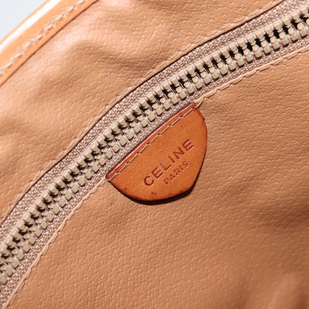 CELINE Macadam Canvas Shoulder Bag PVC Beige Gold Auth 144918