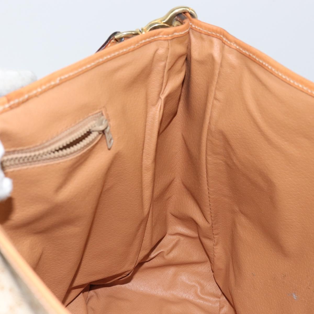 CELINE Macadam Canvas Shoulder Bag PVC Beige Gold Auth 144918