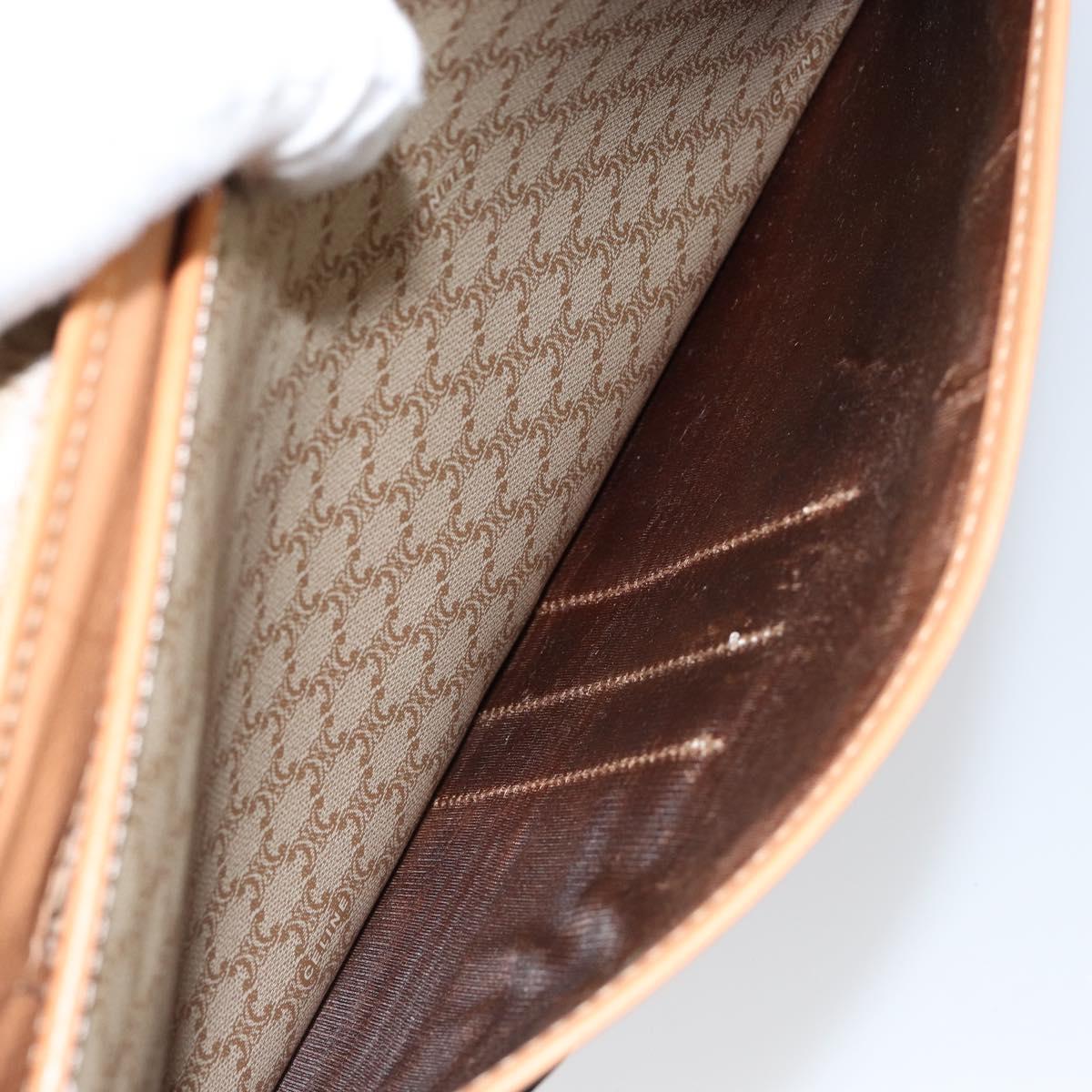 CELINE Macadam Canvas Shoulder Bag PVC Beige Gold Auth 144918