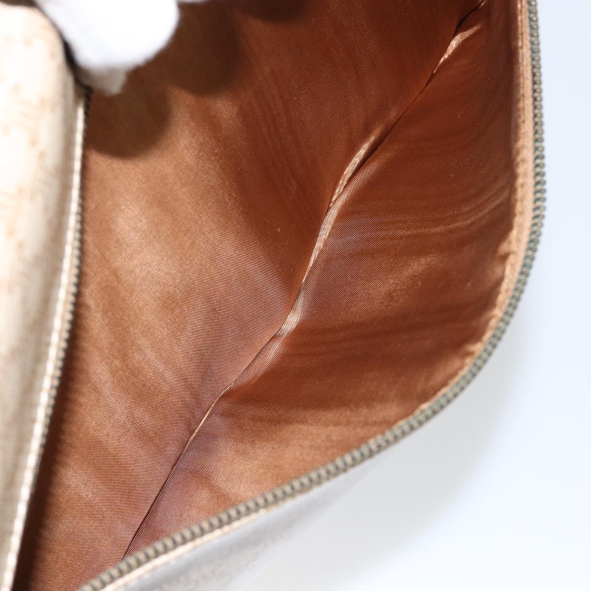 CELINE Macadam Canvas Shoulder Bag PVC Beige Gold Auth 144918