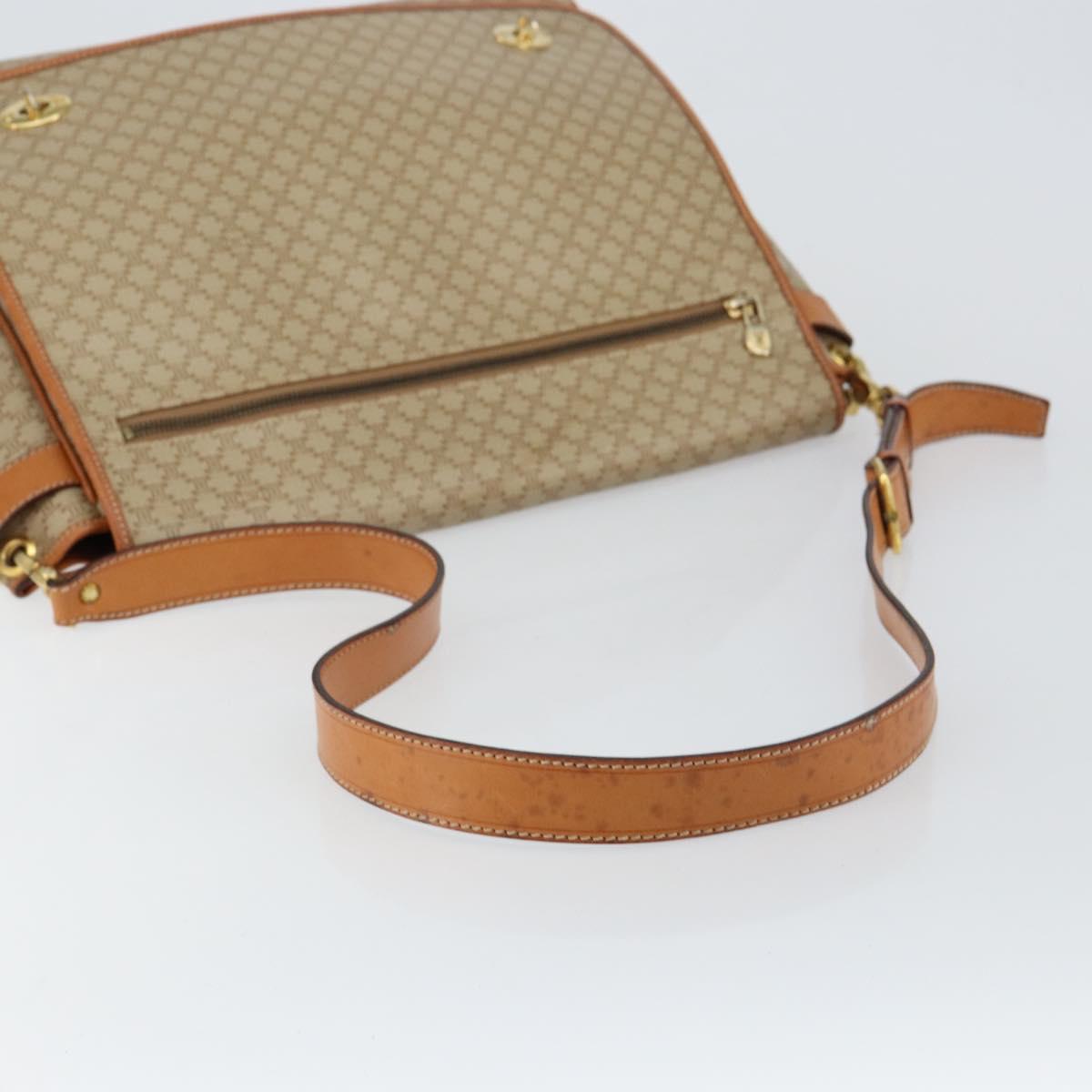 CELINE Macadam Canvas Shoulder Bag PVC Beige Gold Auth 144918