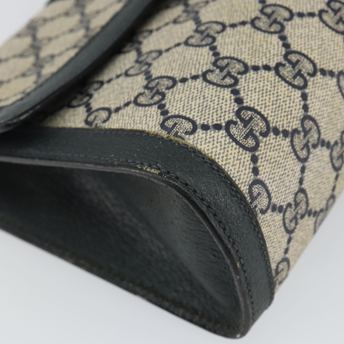 GUCCI GG Supreme Sherry Line Clutch Bag PVC Navy Red 89 01 006 Auth 144919